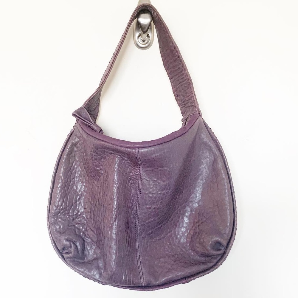 Tusk purple embossed leather hobo bag